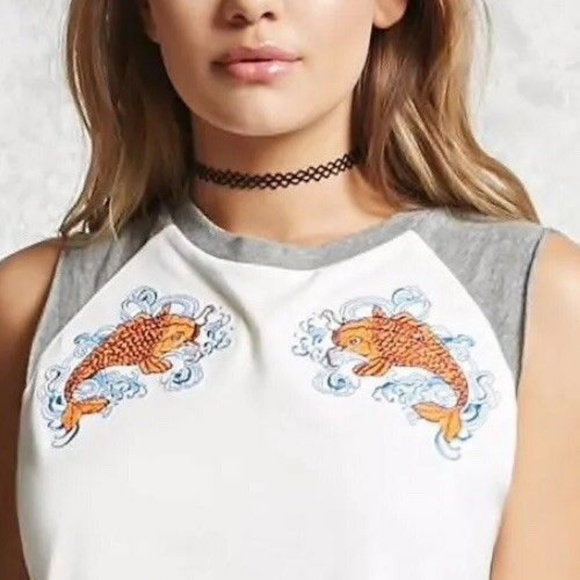 Tops - NO SLEEVE KOI FISH TOP. NEW